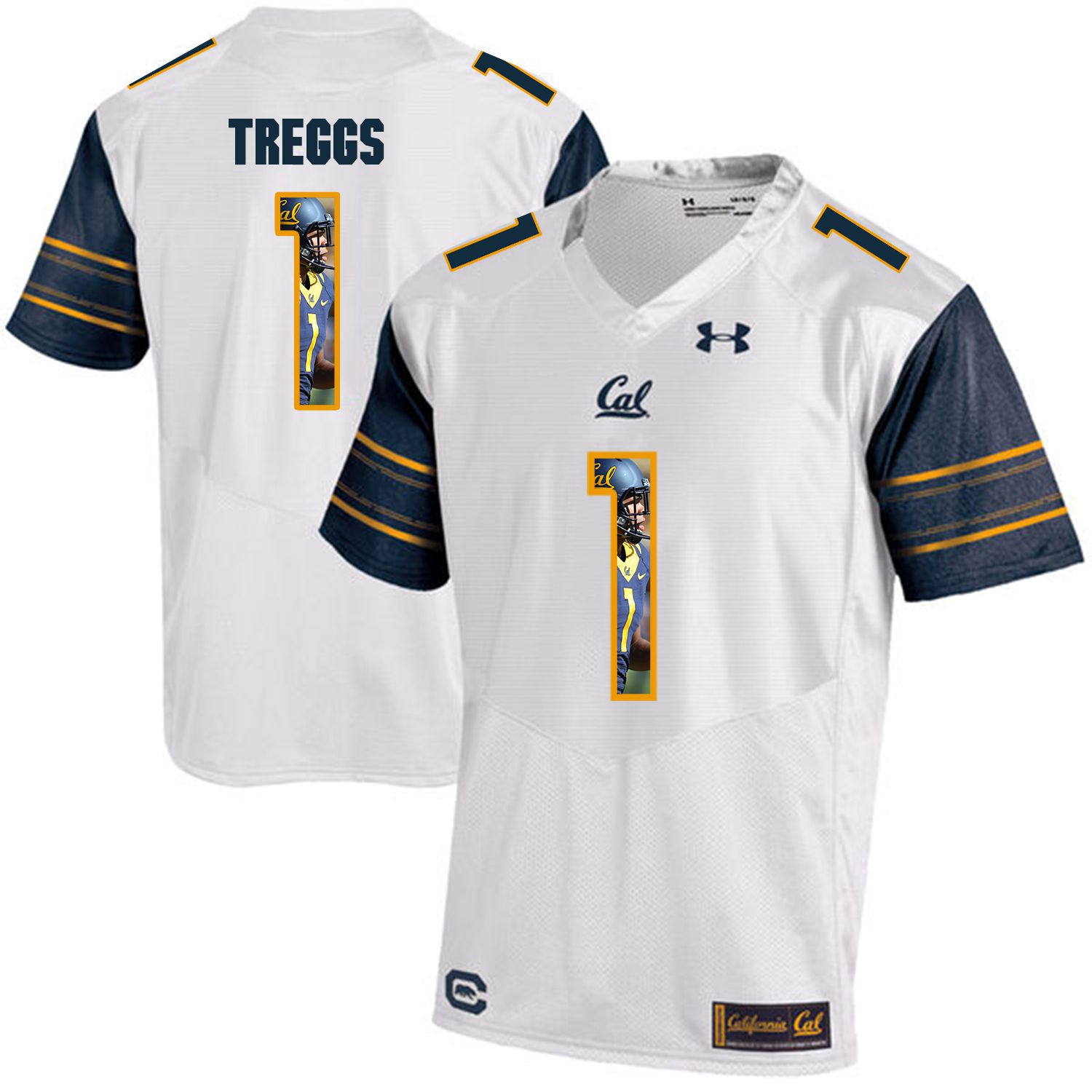 Men California Golden Bears 1 Bryce Treggs White Customized NCAA Jerseys